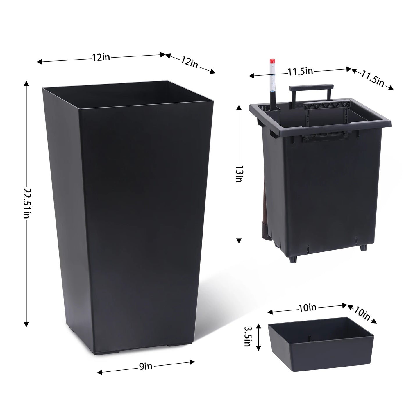 2pcs Planters Outdoor an Indoor High Planter Pots with Drainage Holes Auto Watering