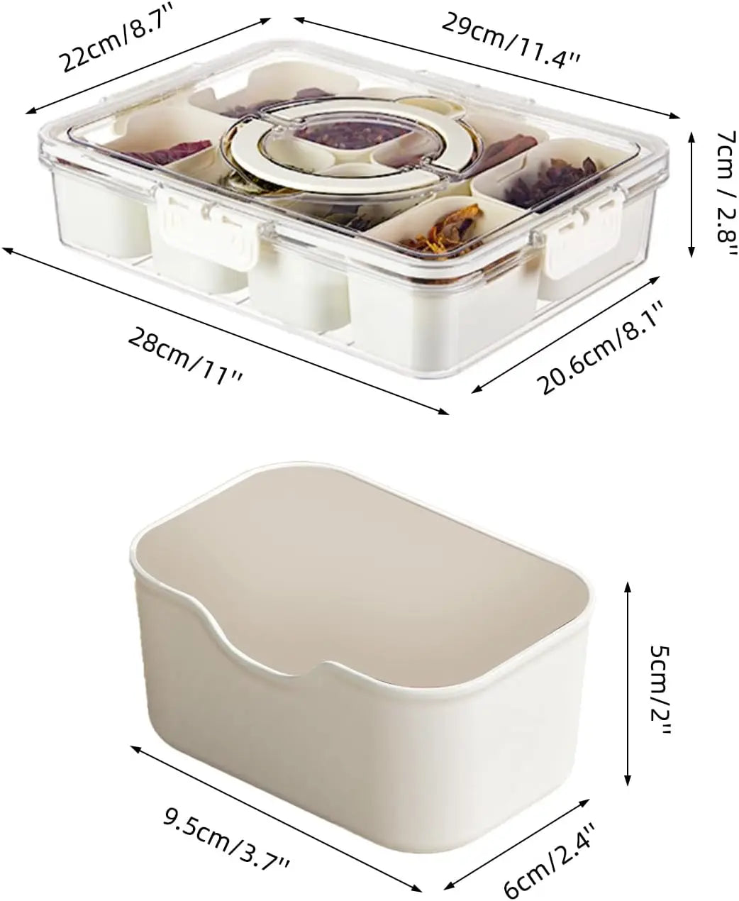 Snack Serving Tray with Lid and Handle snack for Portable Snack Platters - Clear Organizer