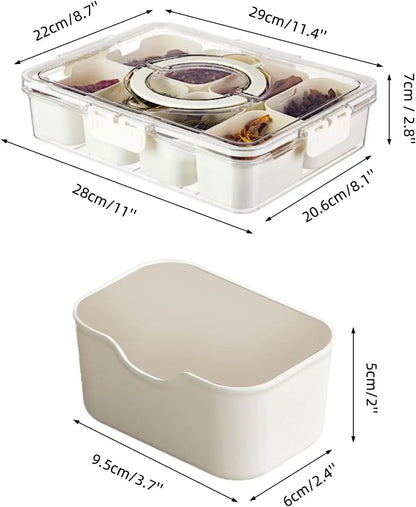 Snack Serving Tray with Lid and Handle snack for Portable Snack Platters - Clear Organizer