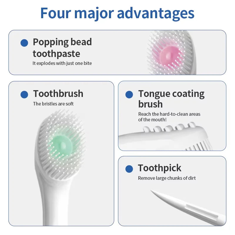 20pcs/box Portable 4-in-1 Toothbrush Toothpick Tongue Scraper for Travel Oral Cleaning Disposable Toothbrush
