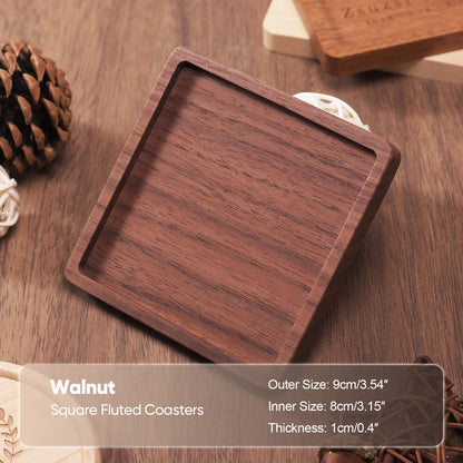 Wood Coaster Round Square Beech Wood Cup Mat Durable Heat Resistant Pad Placemats 8.8cm/3.46in