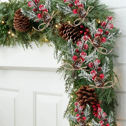 1/20x Snowflake Pinecone Berry Branch Artificial Red Berry Pine Needle DIY Wreath