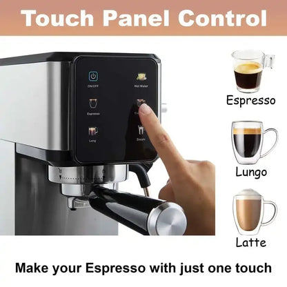 Espresso Machine with Dual Boiler, LCD Touch Control & Milk Frothier Compact Home Coffee Maker for Café Style Cappuccino & Latte,