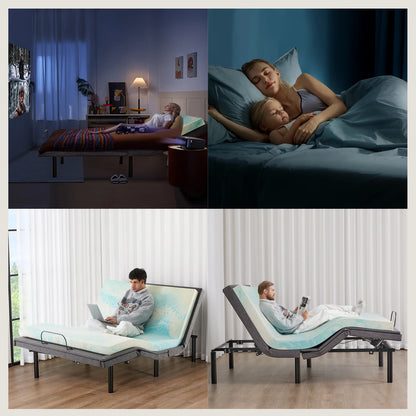 Electric Queen Size Bed Ergonomic Adjustable Bed Frame with Wireless Remote Zero Gravity Bed with 2 USB Ports