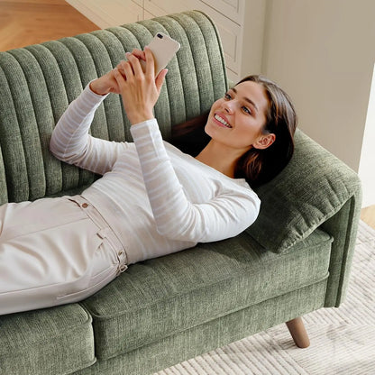 Modern Loveseat Sofa 64.5" for Small Space Living Room, Chenille Fabric 2-Seater Couch