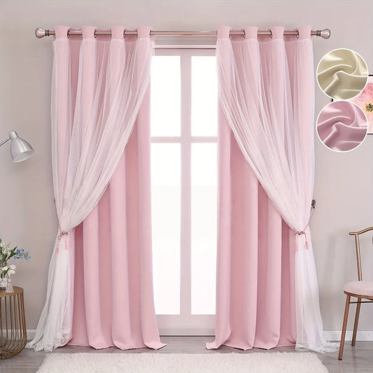 Modern Simple Style New Trendy Twin Layer Curtain, Light Blocking