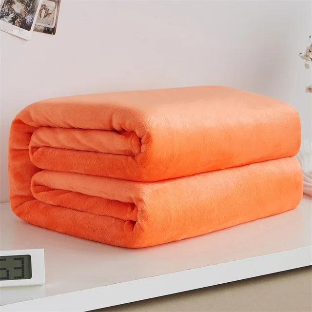 Super Soft Warm Lightweight Plain Solid Color Flannel Blanket for All Season
