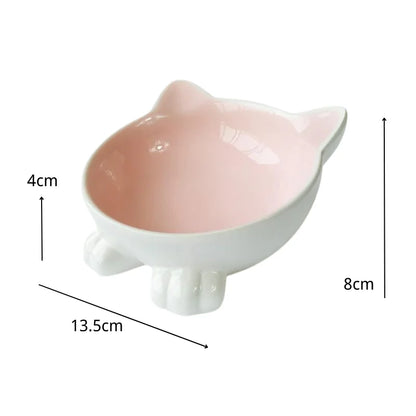 Cute Ceramic Cat Bowl Non-slip Flower Shape Food Water Pet Supplies Cat