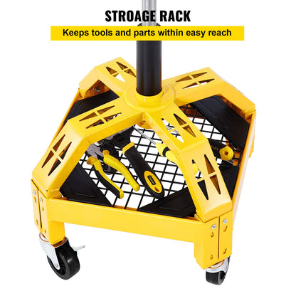 Rolling Creeper Seat Mechanic Stool Adjustable Swivel Chair with Tool Tray 300LBS