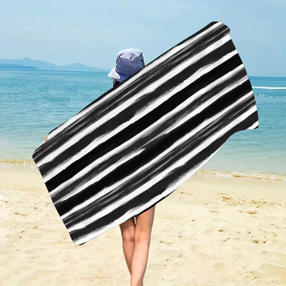 1pc fashionable colorful striped large beach towel, quick drying absorbent swimming beach towel,
