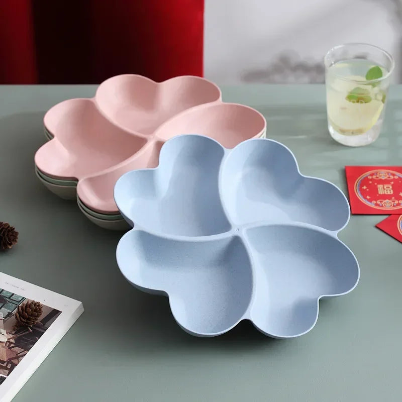 4-grid Fruit Plate Tray Heart Shaped Creative Plates