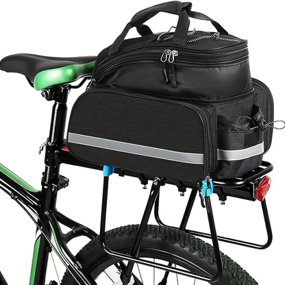 Bicycle Bag Mountain Bike Bicycle Rack Bag Trunk Riding Multi-Functional Large-Capacity Travel Bag Handbag Expandable Trunk