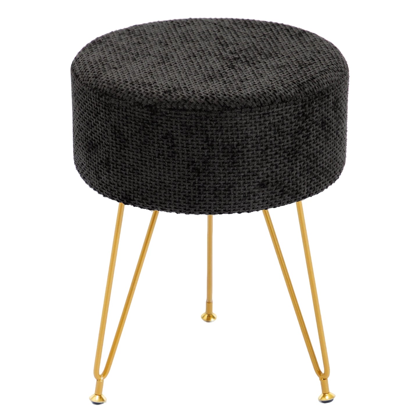 Round Ottoman Velvet Footrest Vanity Stool with 4CM Thick Cushion 350LBS Heavy-Duty Makeup Stool for Home