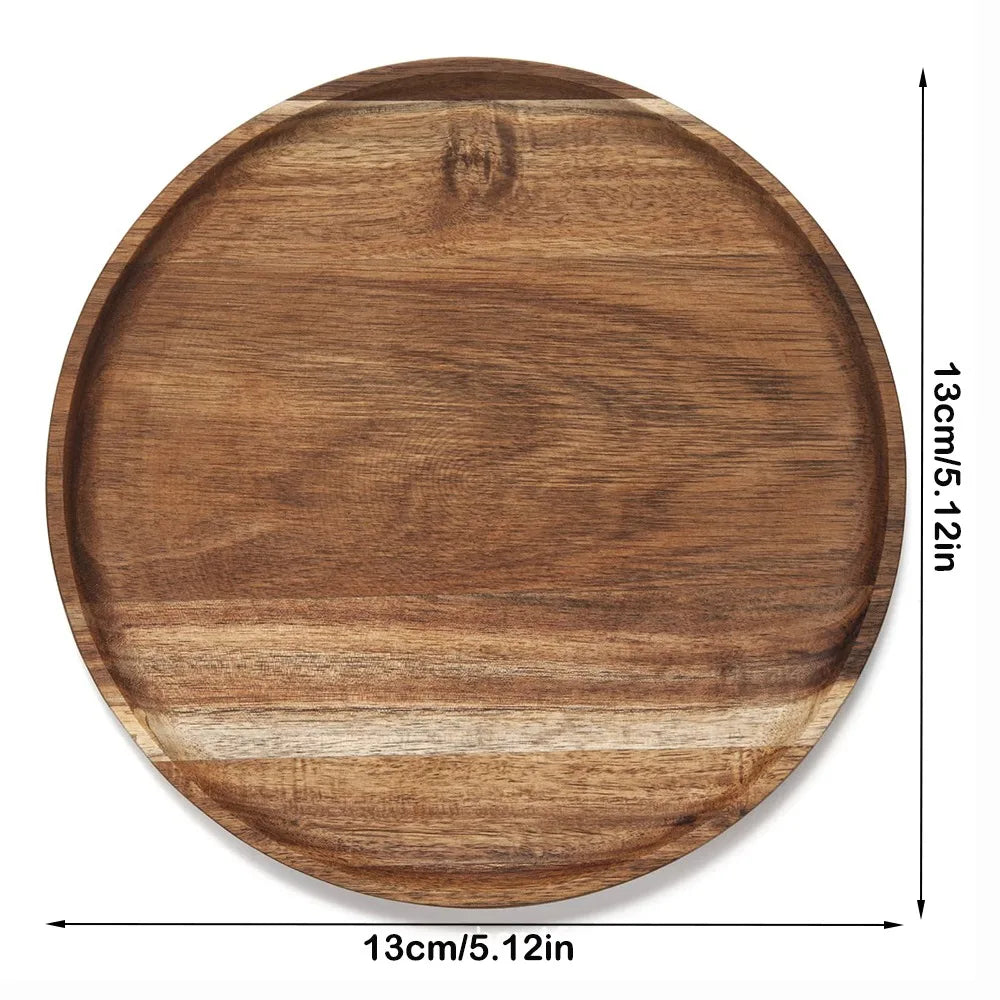 Decorative Round Dinner Plate Wooden Large Wood Dessert Pallet