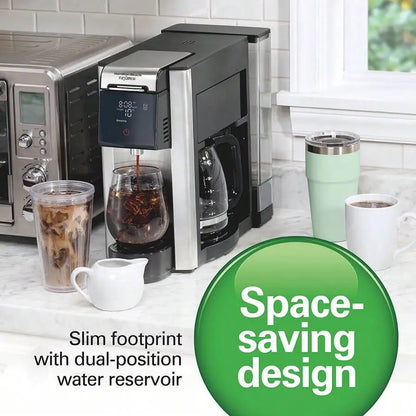 FlexBrew 5-In-1 Coffee Maker, Single Serve, 12-Cup Coffee Pot, Hot & Iced, K-Cup Pod Compatible or Grounds,