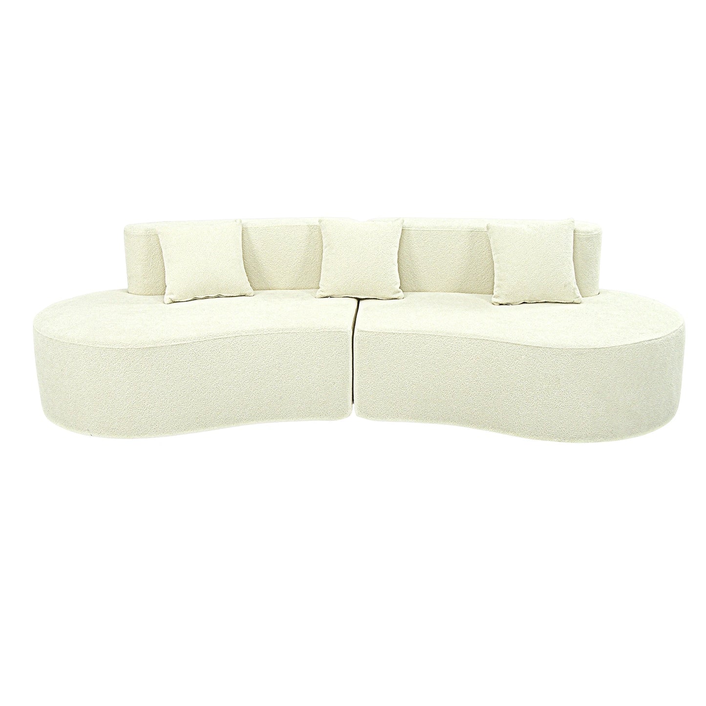 Curved Couch Half Moon Compressed Modular Sectional Sofa Home Living Room Cream White