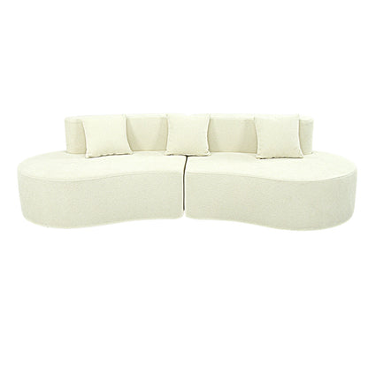 Curved Couch Half Moon Compressed Modular Sectional Sofa Home Living Room Cream White
