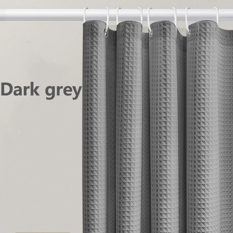 Thickened Waffle Solid Color Shower Curtain, Non-porous Double-sided Waterproof and Mildew