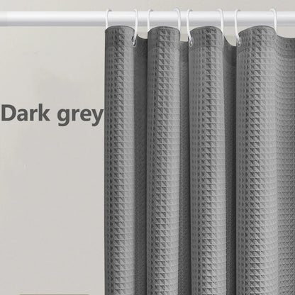 Thickened Waffle Solid Color Shower Curtain, Non-porous Double-sided Waterproof and Mildew