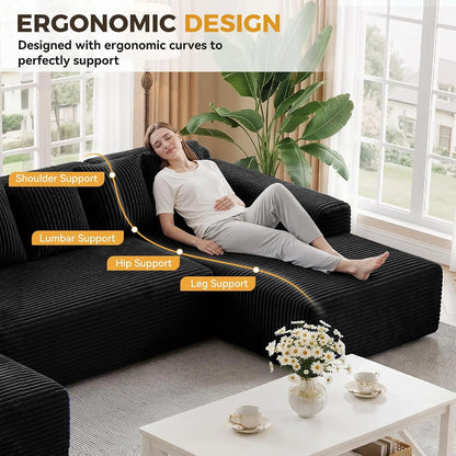 Oversized Sectional Sofa with Chaise Boneless Cloud Couches Deep Seat U Shaped Couches