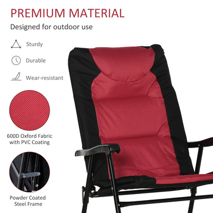 2PC Oversized Folding Rocking Camping Chairs, Red
