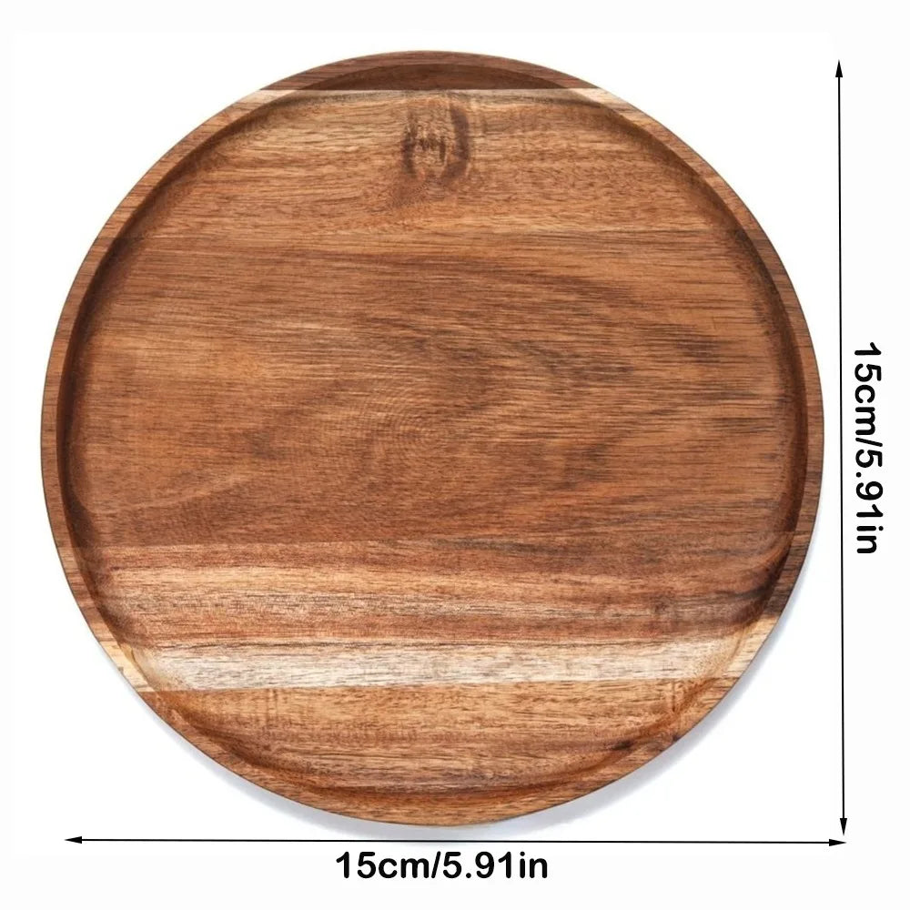 Decorative Round Dinner Plate Wooden Large Wood Dessert Pallet