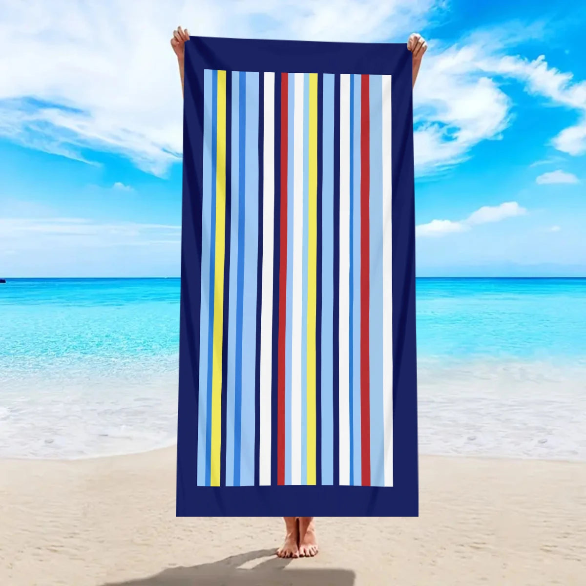 1pc fashionable colorful striped large beach towel, quick drying absorbent swimming beach towel,