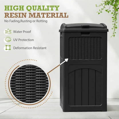 2 Pack 35 Gallon Outdoor Garbage Can with Lid, Waterproof Resin Waste Bins