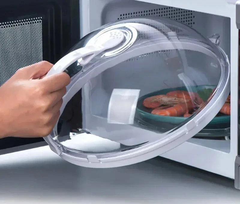 Microwave Food Splash Resistant Food Heating Cover with Steam Vent and Handle Transparent Plate Cover