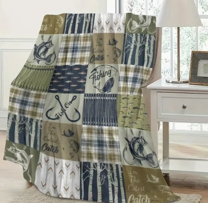 Fishing on The Lake Flannel Blanket