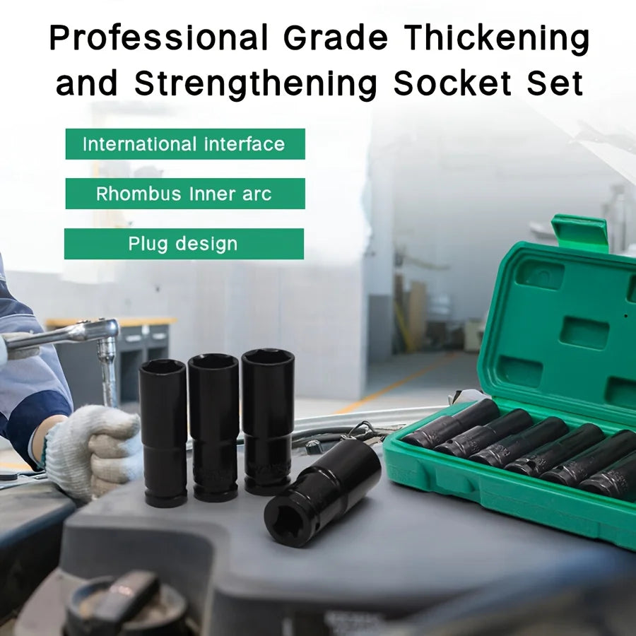 10pcs 1/2 Inch 8-24mm Power Socket Tool Impact Wrench Adapter Industrial Hand Tool Socket Set