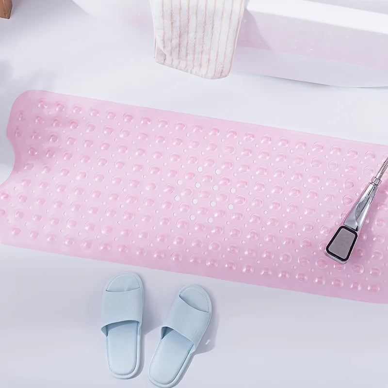1Pc non-slip shower mat bathtub mat with drain holes and suction cups machine washable