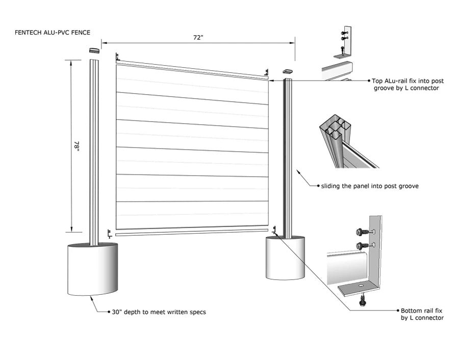 Any Size Custom 6x6ft Wind Resistant WPC Fence Aluminum Post Waterproof Wear Resistant Easy Install