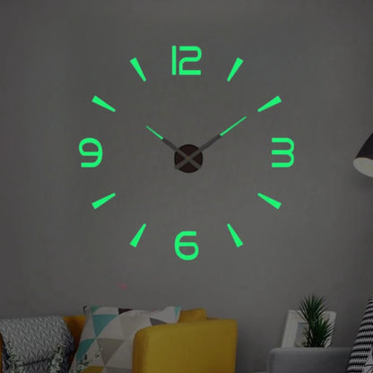 Large 3D Wall Clock Luminous Classic Wall DIY Digital Wall Stickers