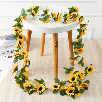 Sunflower Vine Hanging Artificial Flowers Garland Leaves Fake Silk Flowers Decoration