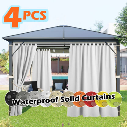 4 Panels Outdoor Curtains, Waterproof & UV-Resistant Tab Top Design