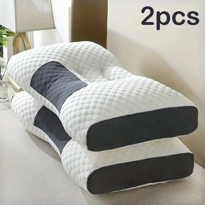 2pcs Massage Neck Pillows Adjustable Ergonomic Orthopedic Contour Support, High-Quality Pillow Core,