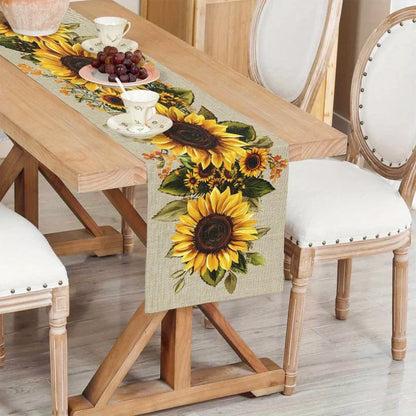 Sunflower Country Style Table Runner Polyester Fiber Farmhouse Autumn Table Decoration