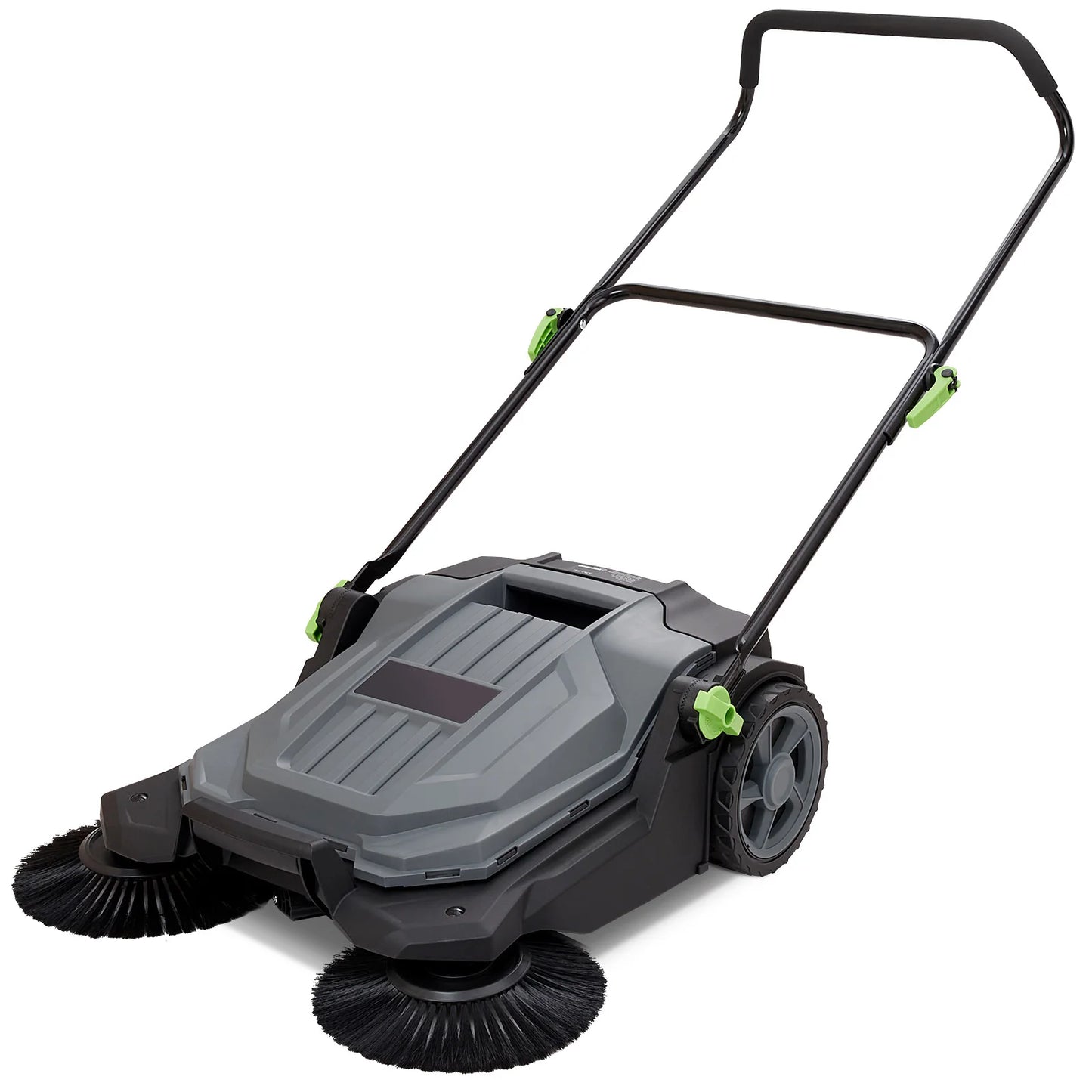 SucceBuy Walk-behind Hand Push Floor Sweeper 5-Gal Waste Container Angle & Height Adjustable