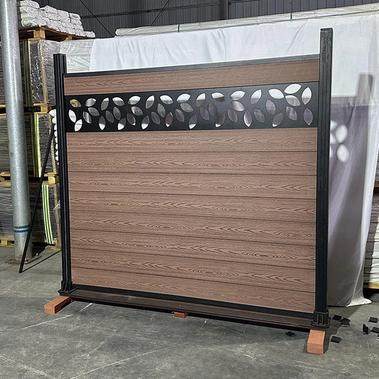 Easy Installation UV-Stable Outdoor Composite Garden Wood Fence Sets Panel and Fence Posts