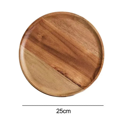 Dish10/15/20/25cm Wooden Round Serving Platter Tray