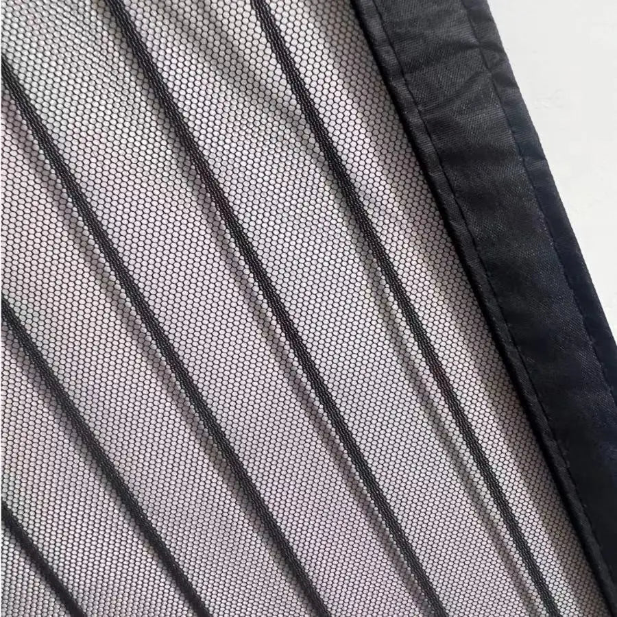Extra Large Summer Black Striped Magnetic Screen Door Mesh Curtain