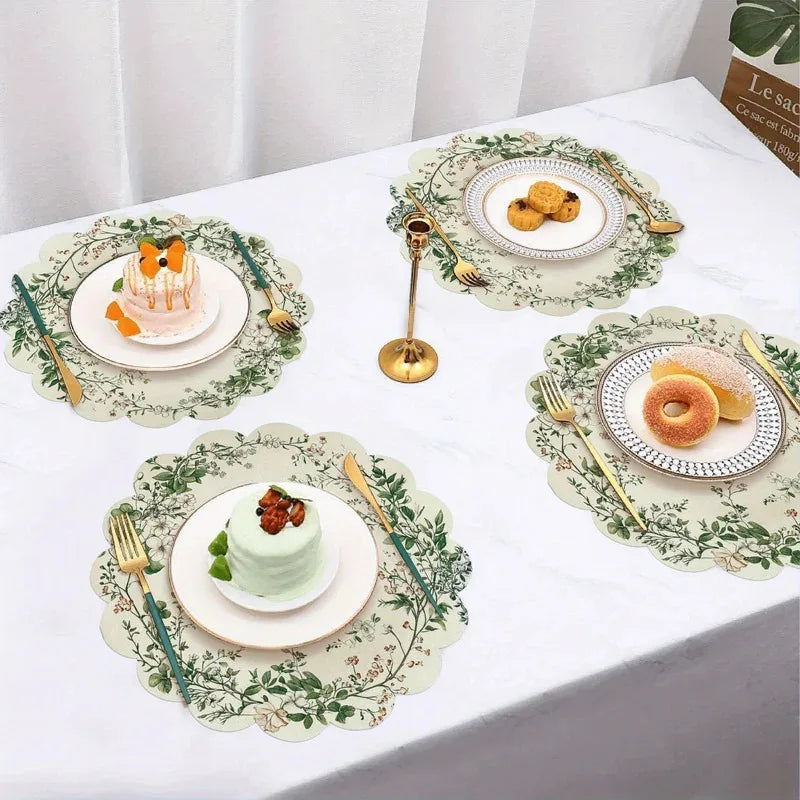 4-Piece Placemat Set Waterproof & Oil-Resistant, Non-Slip & Heat-Resistant Kitchen table mat.