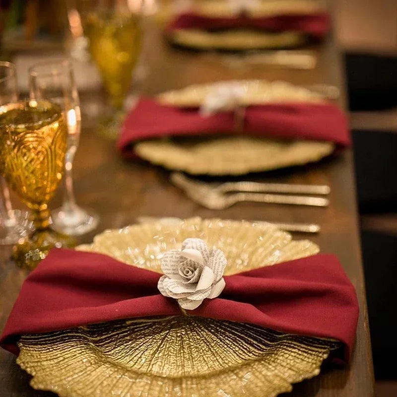 13" Gold Plates Chargers with Flora Reef Plastic for Dinner Wedding Party Decoration