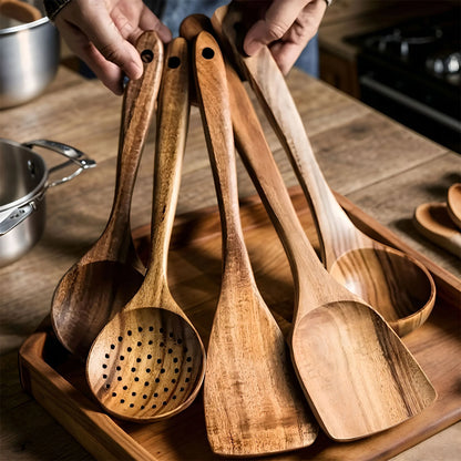 5PCS Wooden Kitchen Utensils Kit