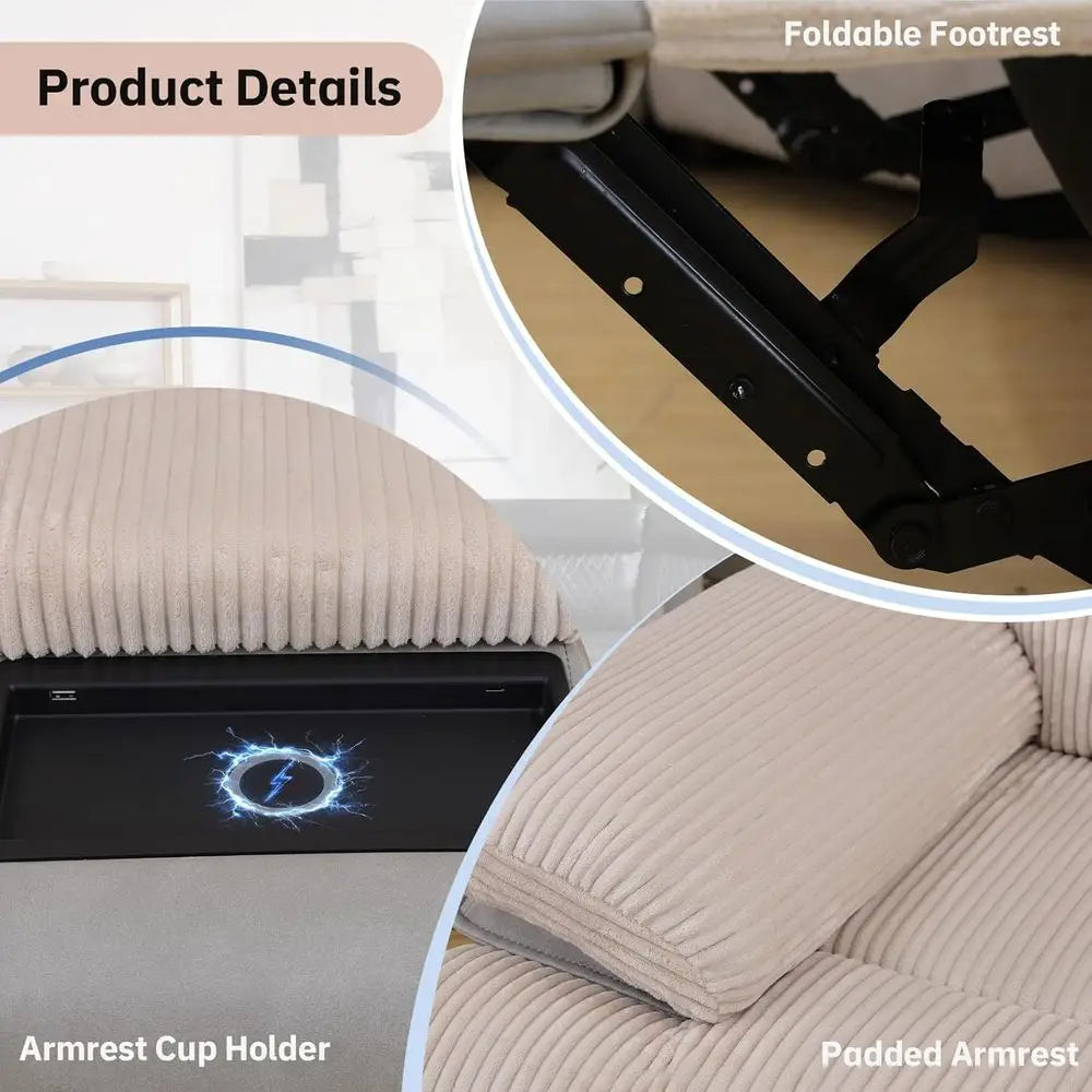 Reclining L-Shaped Sectional Sofa with USB Ports, Cup Holders, Storage, LED Lights
