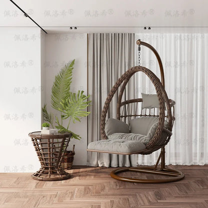 Hanging basket rattan courtyard double swing lazy chair