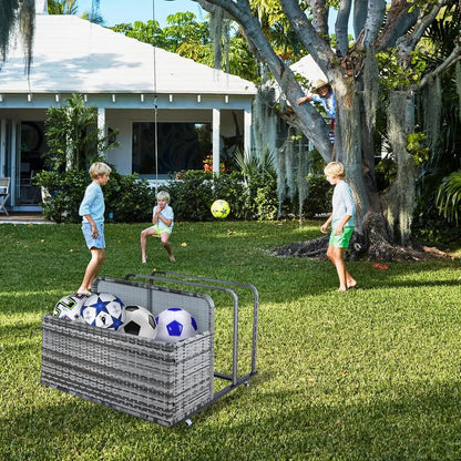 Double Layer Waterproof Outdoor Deck Storage Box for Backyard Patio Grey