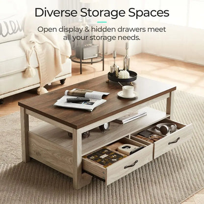 Modern Rustic Storage Coffee Table,