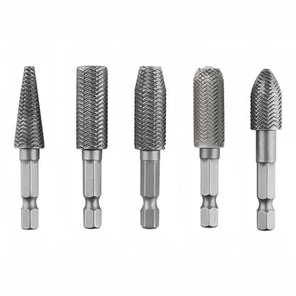5pcs Hex Shank Rotary Steel File Set for Drilling, Grinding, Sanding & Engraving